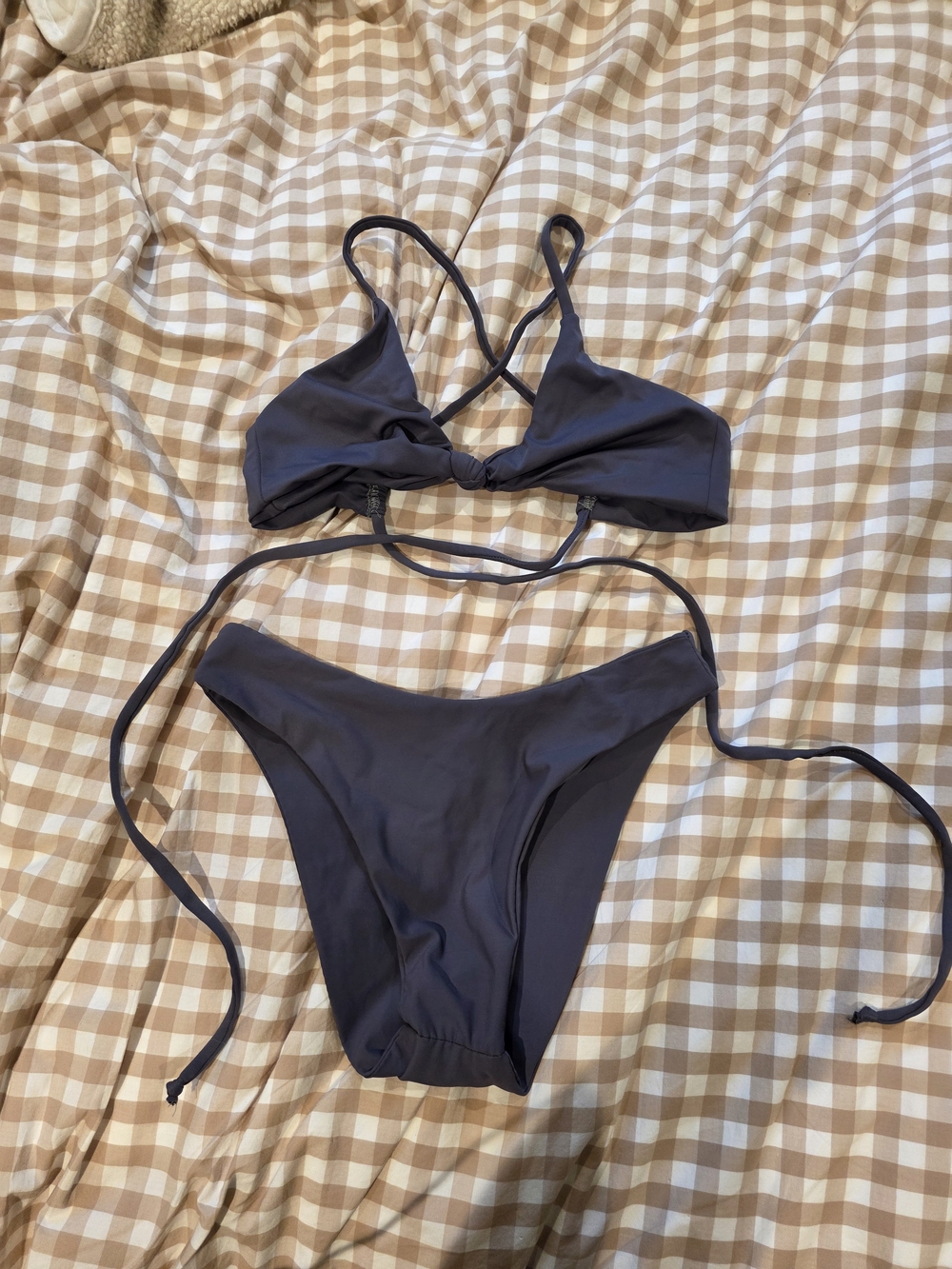 MADEL Grey Triangle Tie-Back Bikini Set - Women Swim